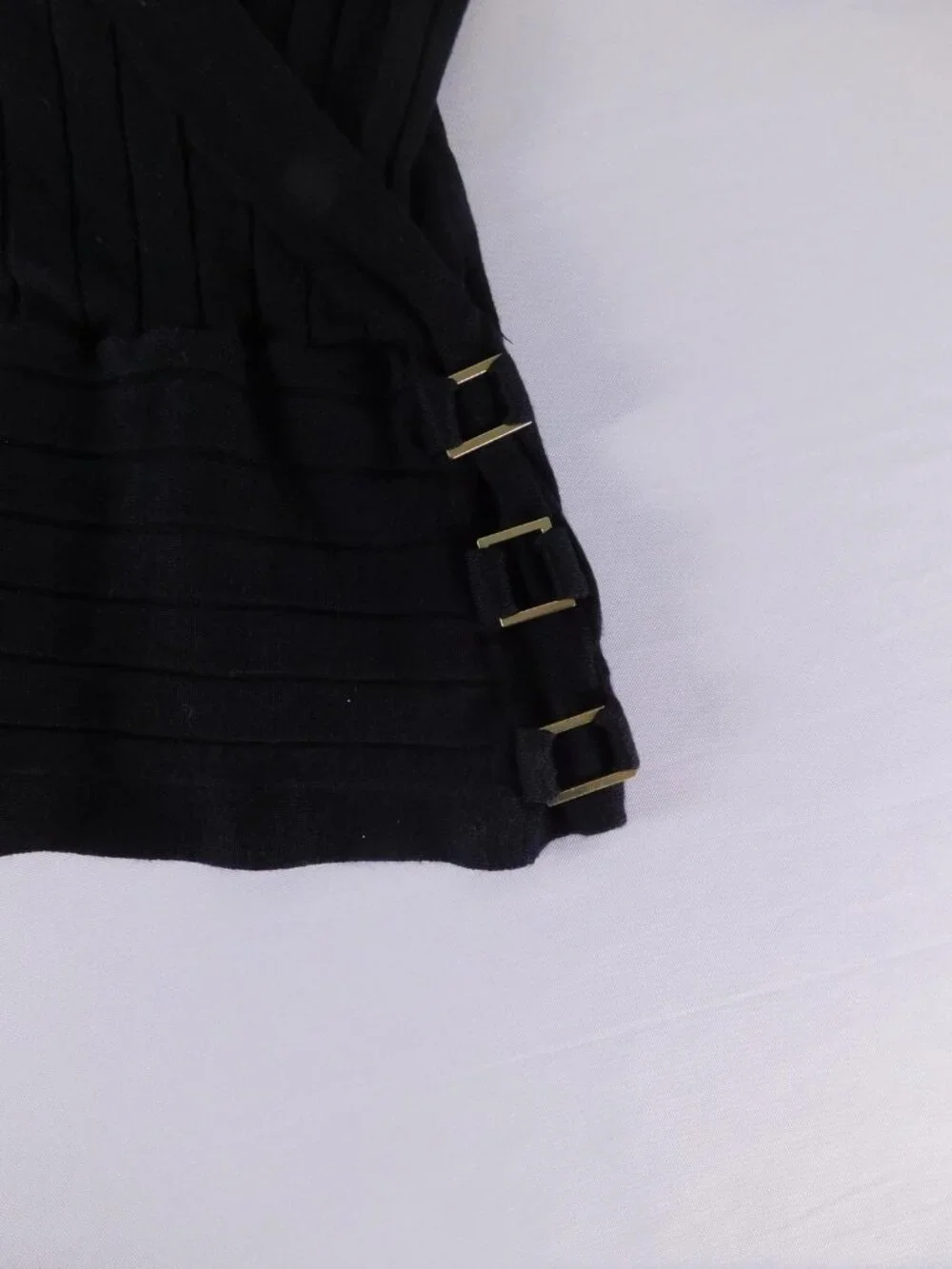 Ashley Stewart Sweater Womens 14/16 Black Wrap 3/4 Sleeve V Neck Buckle Knit